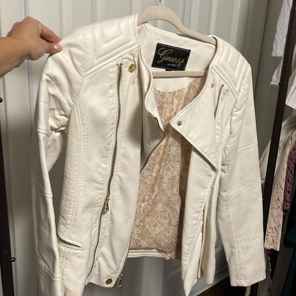 White vegan leather jacket